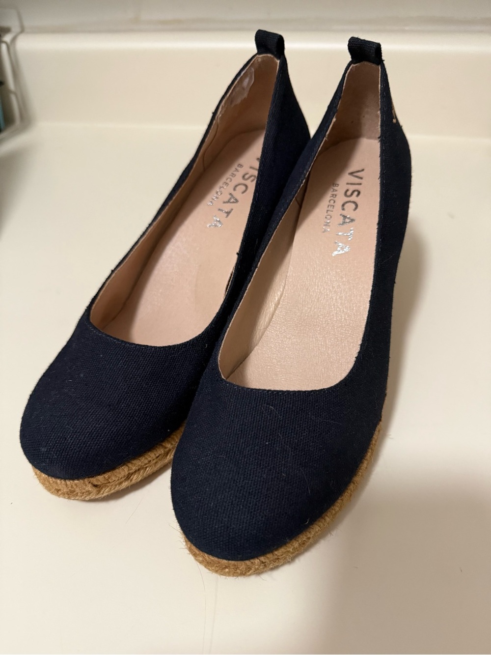 Viscata Black Espadrille Wedge Pumps for Women